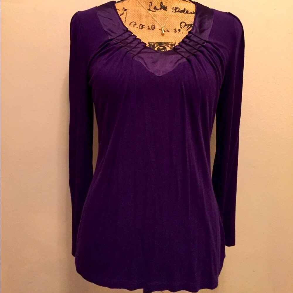 Niotto Womens Long Sleeve Royal Purple Top-XS